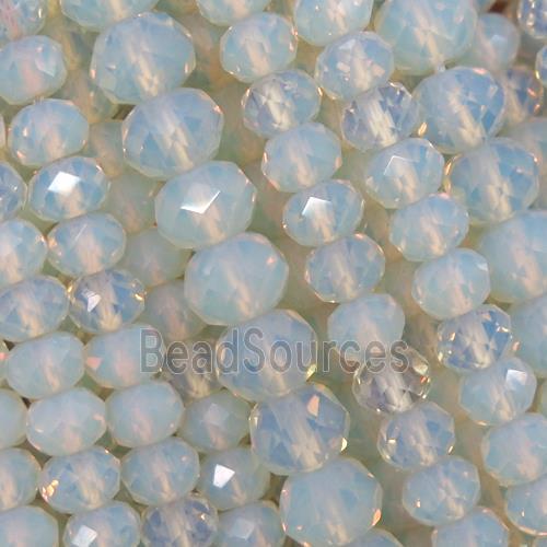 white opalite stone bead, faceted rondelle