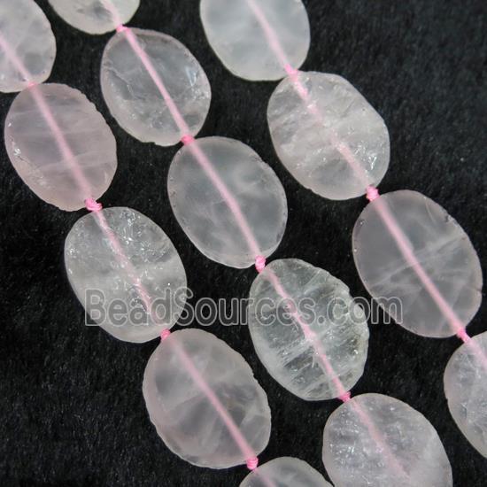 Rose Quartz bead, pink, rough oval