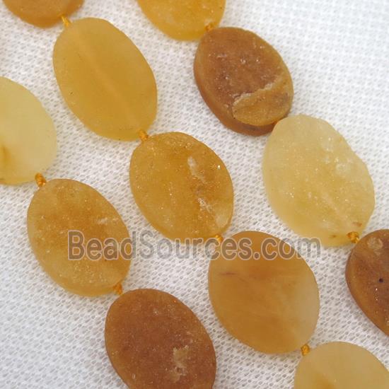 yellow Jade bead, rough oval