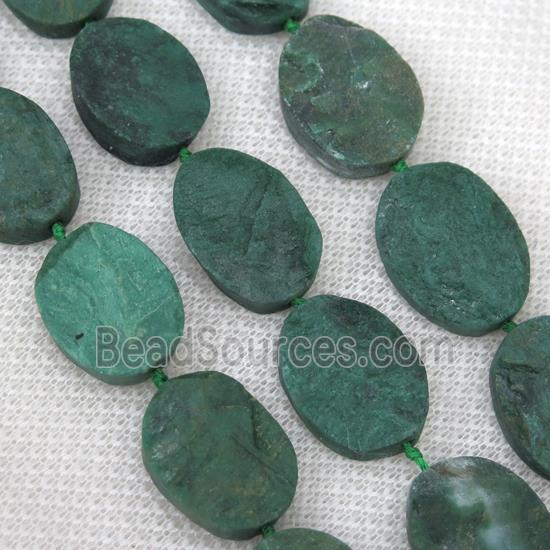 green Verdite stone beads, rough oval