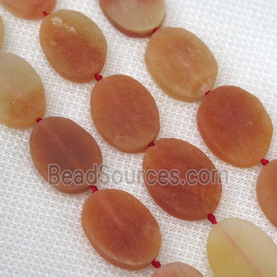 red Aventurine bead, rough oval