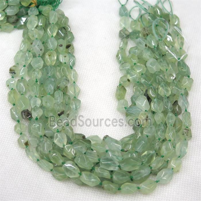 geen Prehnite bead, faceted freeform