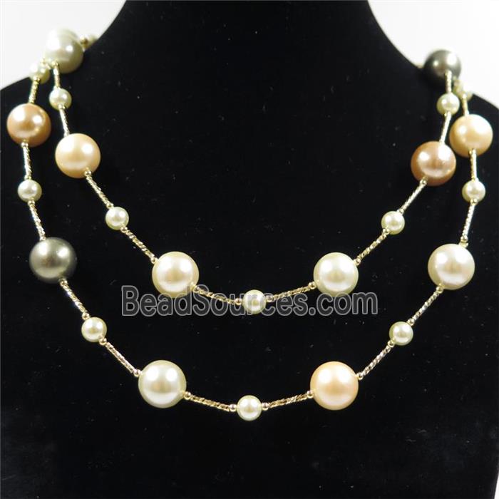 Pearlized Shell necklace, round