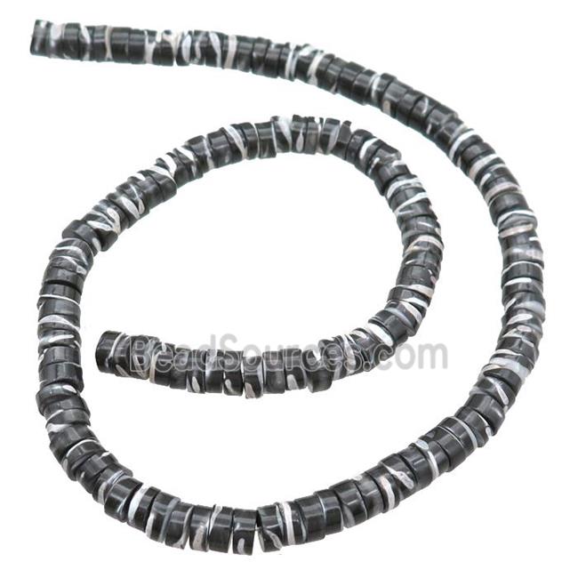 black pearlized Shell heishi beads