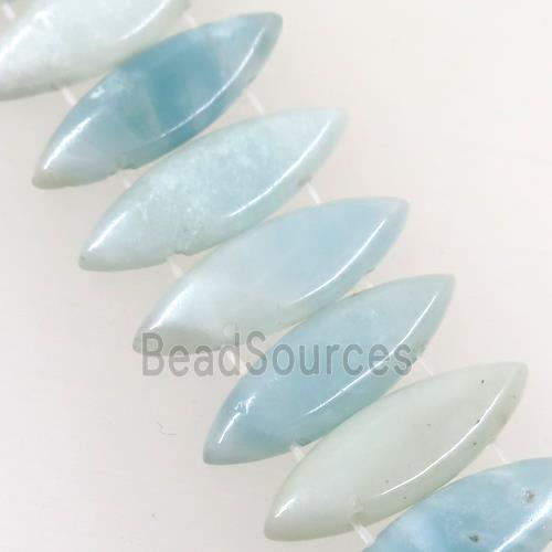 Amazonite oval beads with 2holes, blue