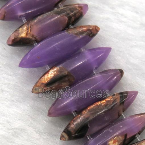 purple Imperial Jasper oval beads with broznite