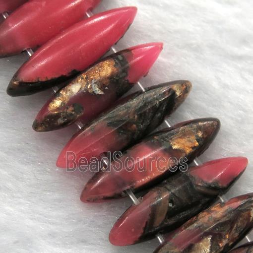 red Imperial Jasper oval beads with broznite