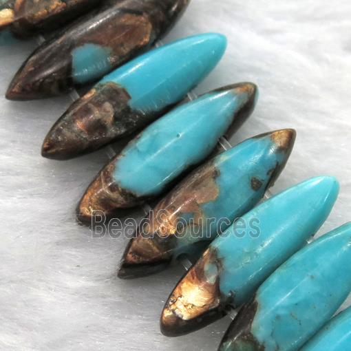 aqua Imperial Jasper oval beads with broznite