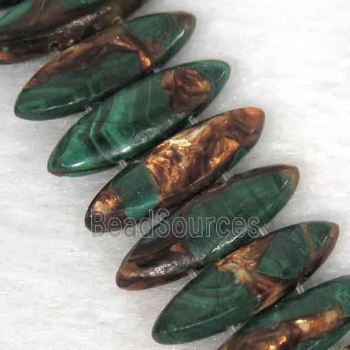 green Imperial Jasper oval beads with broznite