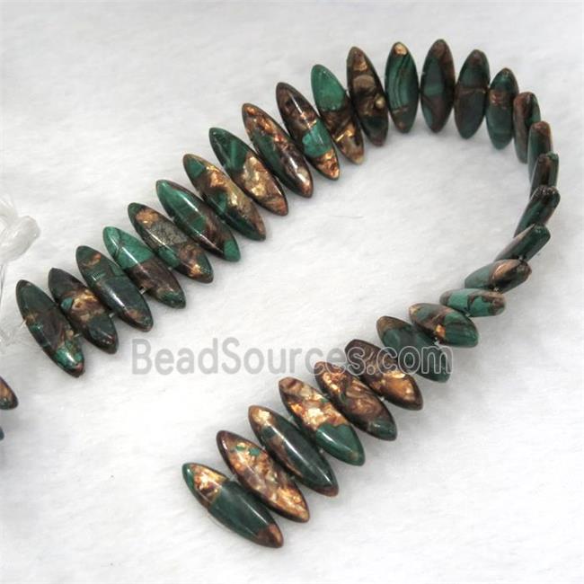 green Imperial Jasper oval beads with broznite