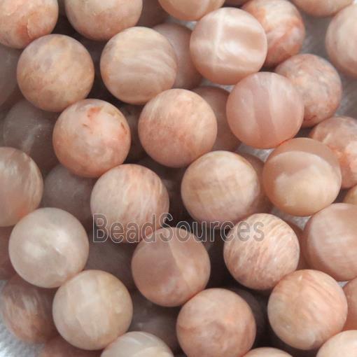 matte round Peach Sunstone beads