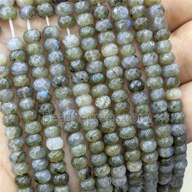 Labradorite bead, faceted rondelle