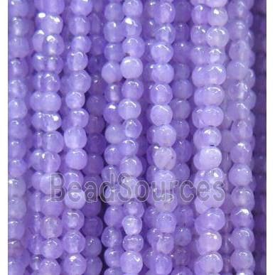 tiny jade bead, faceted round, dye lavender