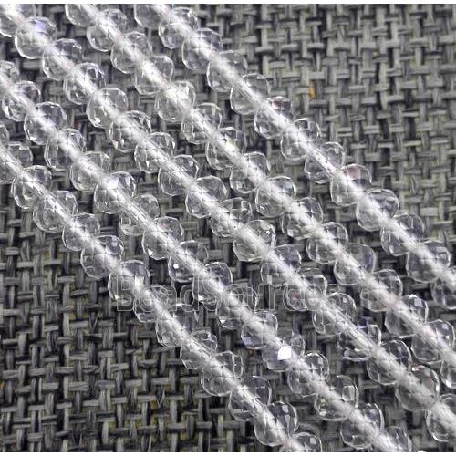 Clear Quartz beads, faceted rondelle