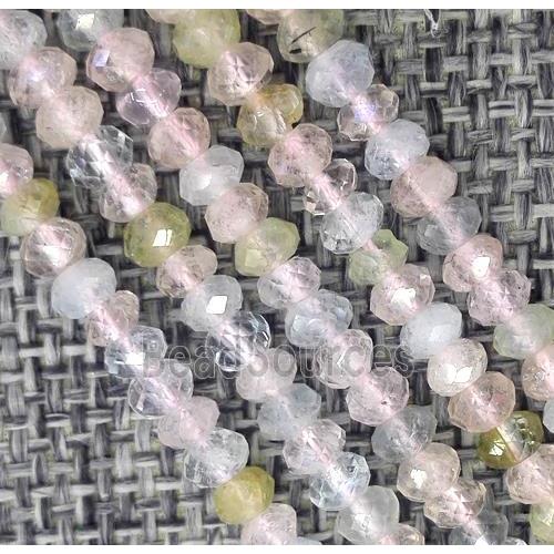 Morganite beads, faceted rondelle