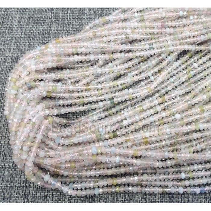 Morganite beads, faceted rondelle