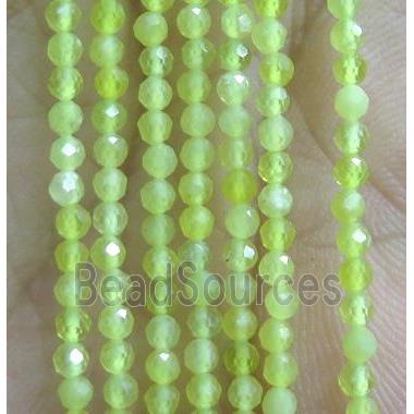 tiny Korean Chalcedony beads, olive, faceted round