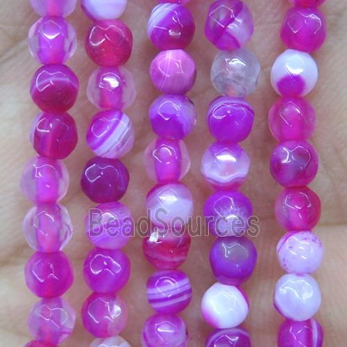 tiny hotpink striped agate beads, faceted round