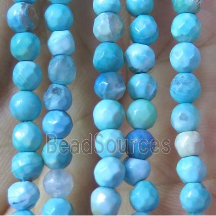 aqua agate beads, faceted round