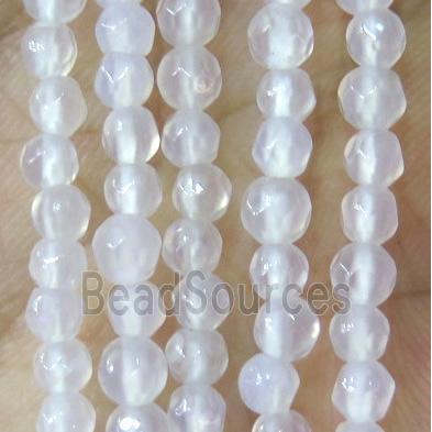 Tiny white agate bead, faceted round