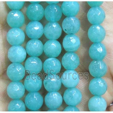 Jade Beads, faceted round, aqua dye