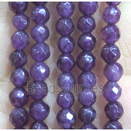 Jade Beads, faceted round, purple dye