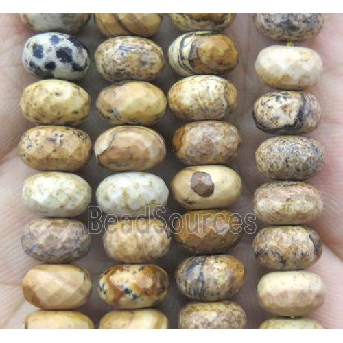 Picture Jasper bead, faceted rondelle