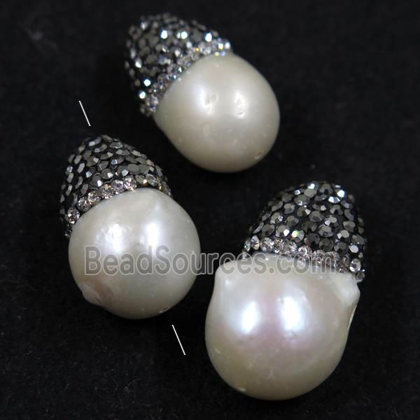 freshwater pearl beads paved rhinestone