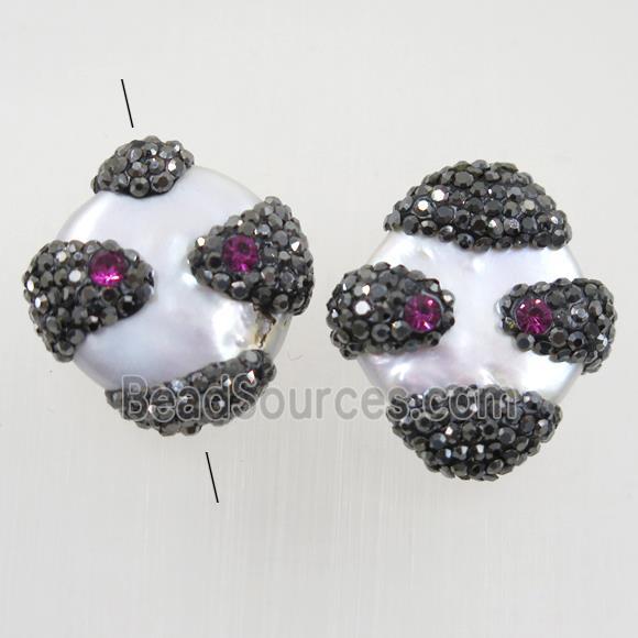 freshwater pearl beads paved rhinestone