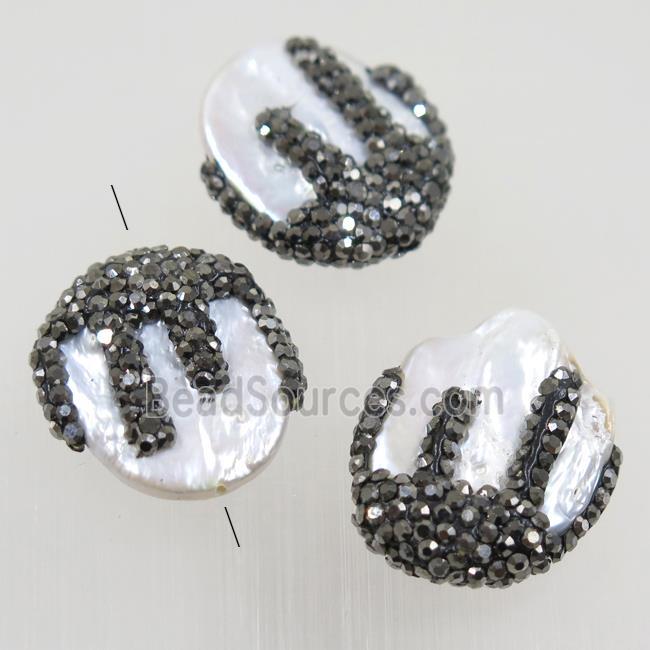 freshwater pearl beads paved rhinestone