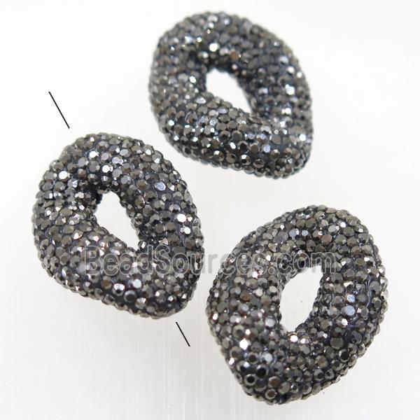 resin twist beads paved rhinestone