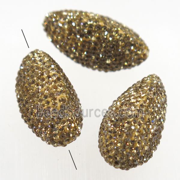 resin beads paved yellow rhinestone