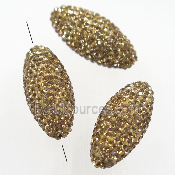 resin rice beads paved yellow rhinestone