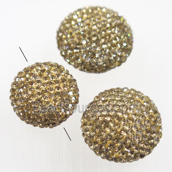 resin beads paved yellow rhinestone, circle