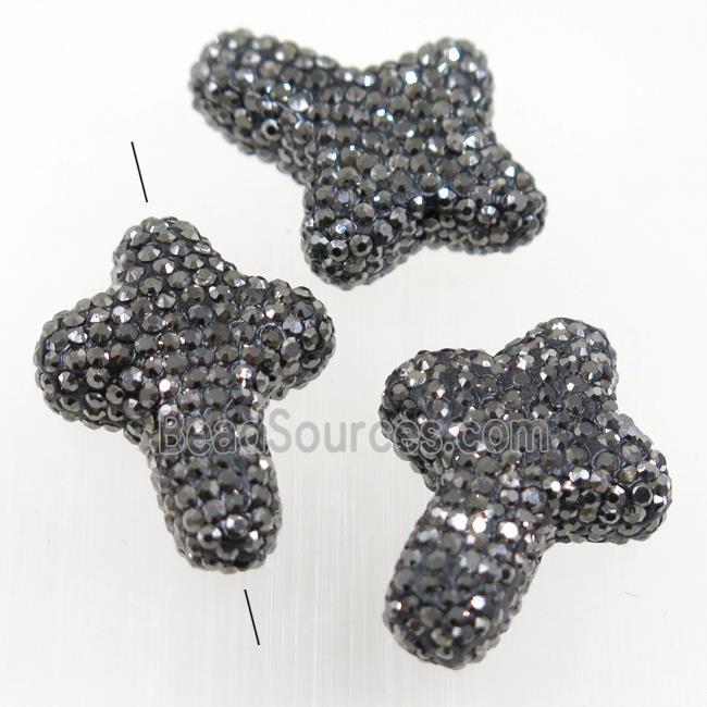 resin cross beads paved rhinestone