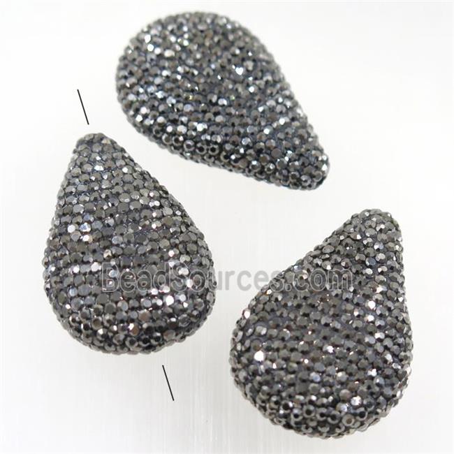 resin teardrop beads paved rhinestone