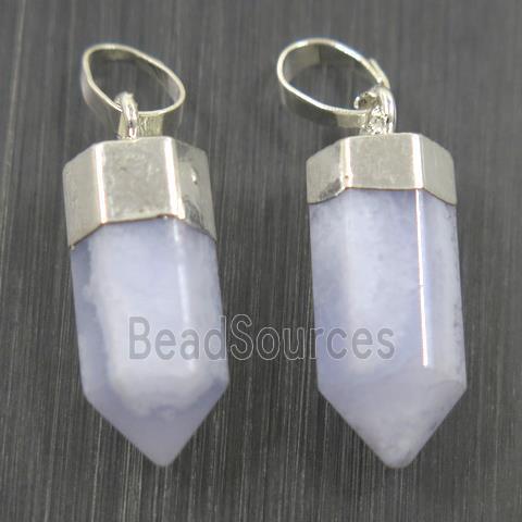 blue lace Agate bullet pendant, silver plated