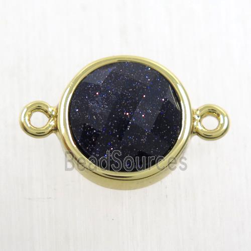 blue SandStone circle connector, gold plated