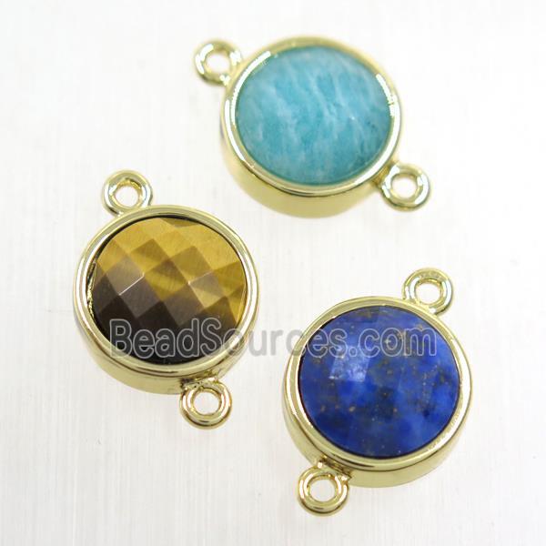 mix gemstone circle connector, gold plated