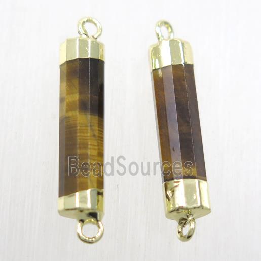 Tiger eye stone stick connector, gold plated