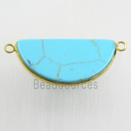 blue turquoise pendant, half round