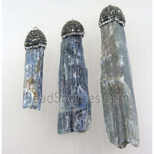 blue Kyanite pendant paved rhinestone, stick