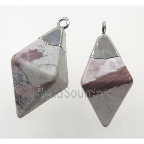 Chinese Chochu Jasper pendant, silver plated