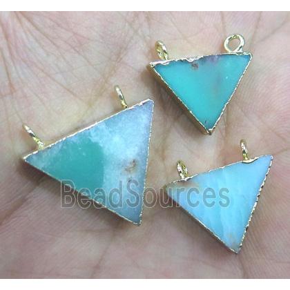 Australian Chrysoprase Triangle Pendant with 2holes, green