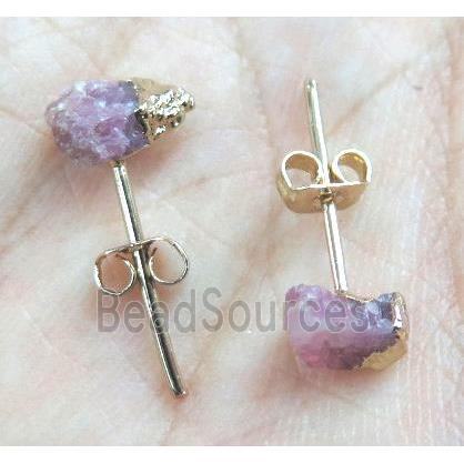 tourmaline earring studs, pink