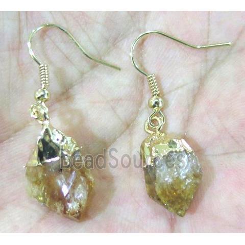 citrine earring, gold plated