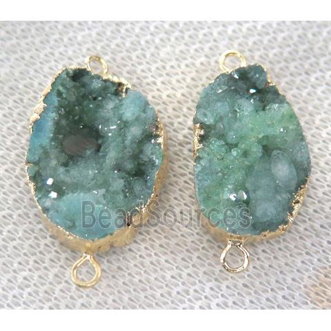 clear quartz druzy connector, freeform, green