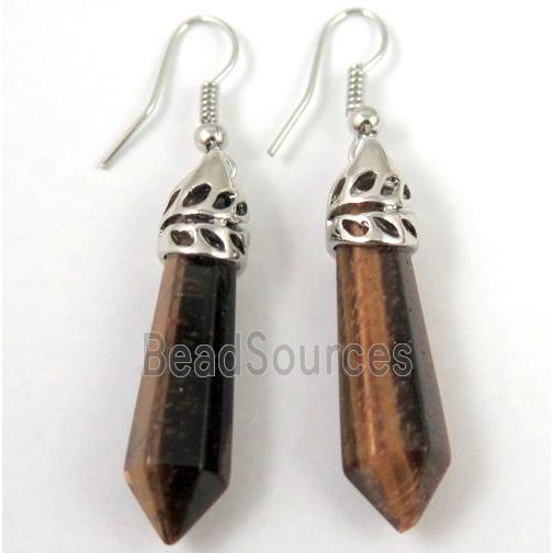 tiger eye stone stick earring