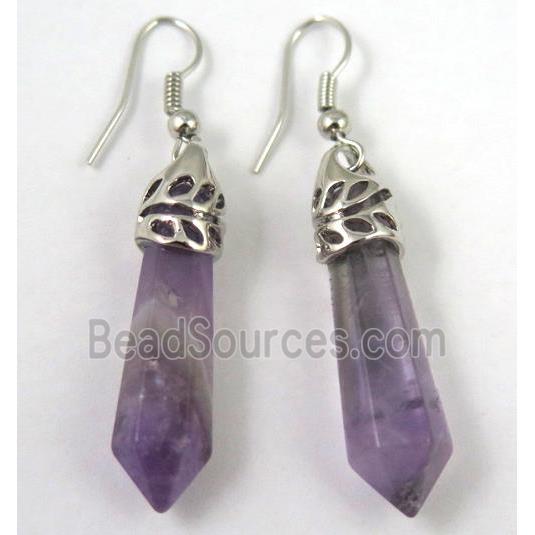 amethyst stick earring