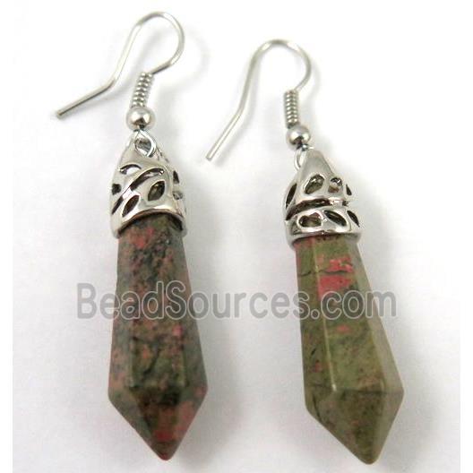 unakite stick earring